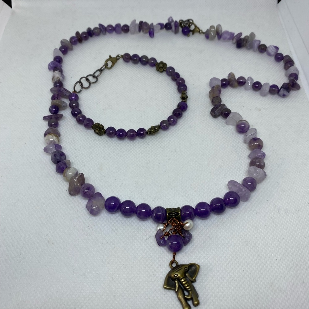 Juego De Collar Y Pulsera De Amatista